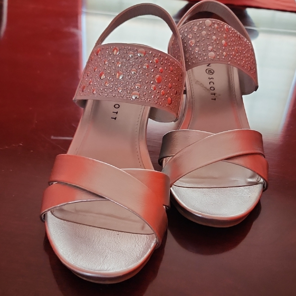 Karen Scott Sparkly Silver Wedge Sandals